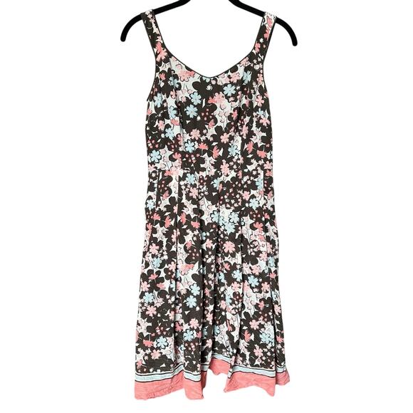 Ann Taylor Loft Dress - Brown & Pink Silk Floral Sleeveless Fit & Flare - 0 - Picture 1 of 7